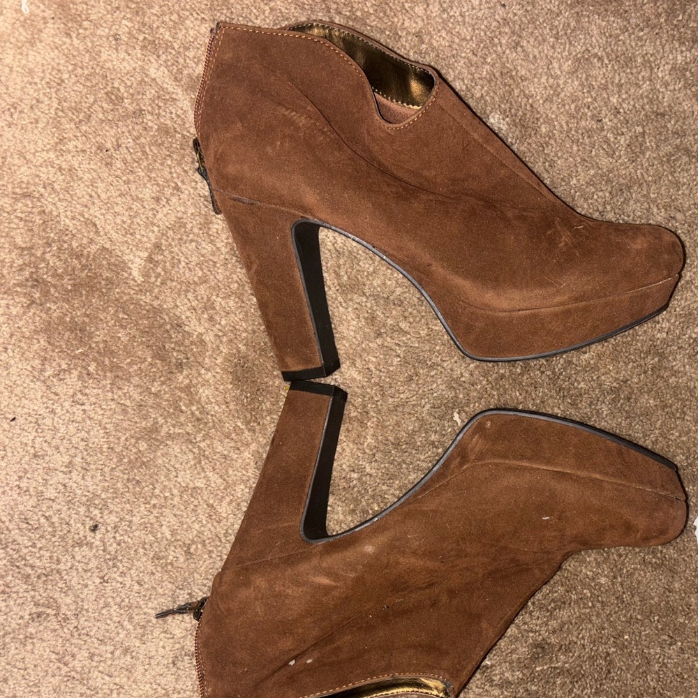 Worthington Brown Suede Women Ankle Boots Size 8 1/2 M